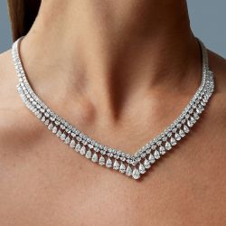 Pear Cut White Sapphire Wedding Necklace For Women