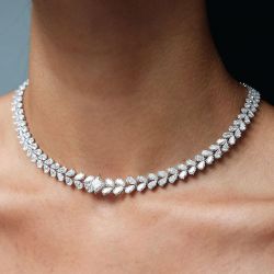 Pear & Princess Cut White Sapphire Wedding Necklace For Women
