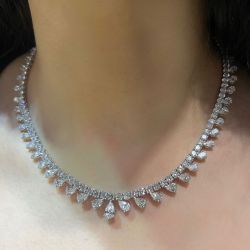 Next Necklace Pear Cut White Sapphire Wedding Necklace For Women 
