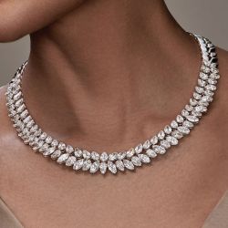 Pear & Marquise Cut White Sapphire Wedding Necklace For Women