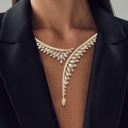 Open Design Marquise Cut White Sapphire Pendant Necklace For Women