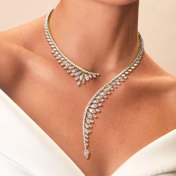 Open Design Marquise Cut White Sapphire Pendant Necklace For Women