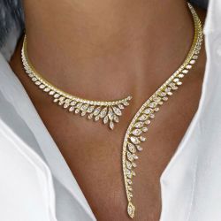 Open Design Marquise Cut White Sapphire Pendant Necklace For Women