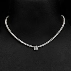 Round Cut White Sapphire Wedding Necklace For Women