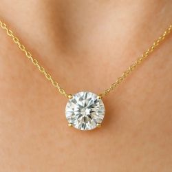 Next Necklace Gold Round Cut White Sapphire Pendant Necklace For Women