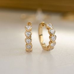 Next Necklace Golden Heart Cut White Sapphire Hoop Earrings For Women