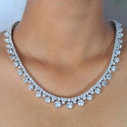 Next Necklace Round Cut White Sapphire Wedding Necklace For Women 