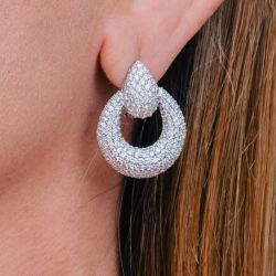 Next Necklace Round Cut White Sapphire Drop Earrings For Women