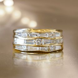 Multi Row Mix Cut White Sapphire Wedding Band For Women