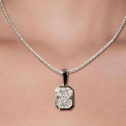 Bezel Radiant Cut White Sapphire Pendant Wedding Necklace For Women
