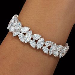 Marquise Cut White Sapphire Tennis Bracelet For Women