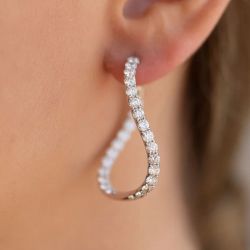 Next Necklace Round Cut White Sapphire Hoop Earrings For Women