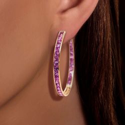 Next Necklace Golden Princess Cut Ruby Sapphire Hoop Earrings For Women