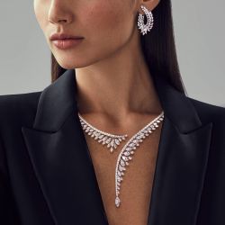 Next Necklace Marquise Cut White Sapphire Necklace & Earrings Set For Women