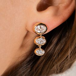 Next Necklace Golden Oval Cut White Sapphire Drop Earrings For Women