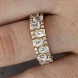 Next Necklace Golden Emerald Cut White Sapphire Wedding Band For Women