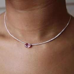 Next Necklace Rose Gold Oval Cut Pink Sapphire Wedding Necklace For Women