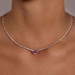 Next Necklace Rose Gold Oval Cut Pink Sapphire Wedding Necklace For Women