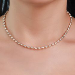 Next Necklace Golden Marquise Cut White Sapphire Tennis Wedding Necklace For Women 