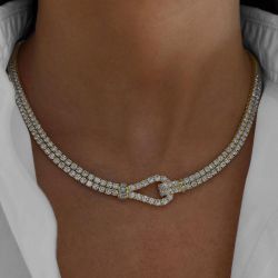 Next Necklace Golden Round Cut White Sapphire Tennis Wedding Necklace For Women