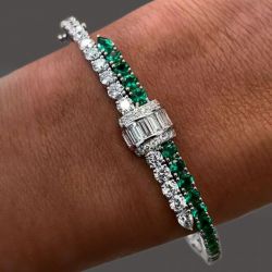 Next Necklace Round Cut Emerald Sapphire Bangle Bracelet For Women