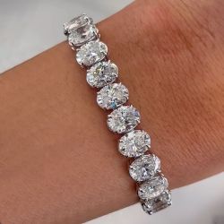 Next Necklace Oval Cut White Sapphire Tennis Bracelet For Women
