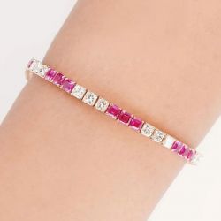 Next Necklace Emerald & Princess Cut Ruby Sapphire Tennis Bracelet For Women