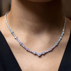 Next Necklace Round Cut White Sapphire Tennis Wedding Necklace For Women