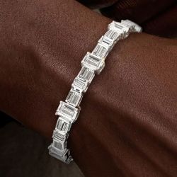 Next Necklace Emerald Cut White Sapphire Tennis Bracelet For Women