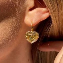 Next Necklace Heart Cut Yellow Sapphire Drop Earrings For Women  