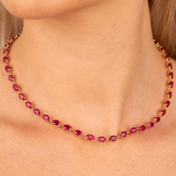 Next Necklace Oval Cut Ruby Sapphire Tennis Wedding Necklace For Women