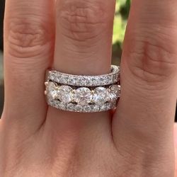 Next Necklace Two Tone Round Cut White Sapphire Wedding Band For Women