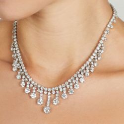 Next Necklace Round Cut White Sapphire Wedding Necklace For Women