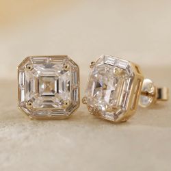 Next Necklace Golde Asscher Cut White Sapphire Stud Earrings For Women