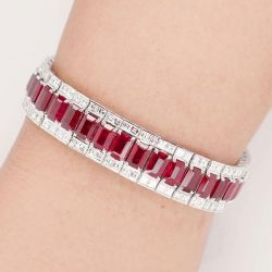 Next Necklace Emerald Cut Ruby Sapphire Tennis Bracelet For Women 
