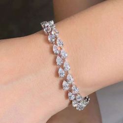 Next Necklace Pear Cut White Sapphire Tennis Bracelet For Women