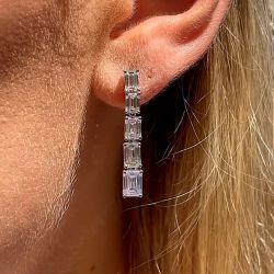 Next Necklace Emerald Cut White Sapphire Drop Earrings For Women
