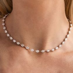 Next Necklace Pear Cut White Sapphire Tennis Wedding Necklace For Women