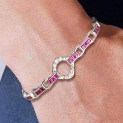 Art Deco Asscher Cut Ruby Sapphire Bracelets Wedding Jewelry For Women 