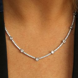 Next Necklace Round Cut White Sapphire Tennis Wedding Necklace For Women 