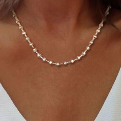 Bezel Golden Round Cut White Sapphire Tennis Wedding Necklace For Women 