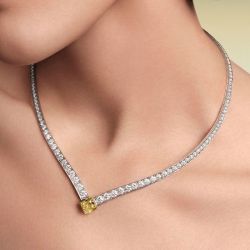 Next Necklace Two Tone Cushion Cut Yellow Sapphire Wedding Necklace For Women