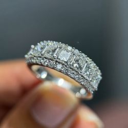 Next Necklace Princess Cut White Sapphire Wedding Band For Women