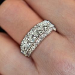 Princess Cut White Sapphire Wedding Band For Women