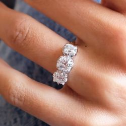 Next Necklace Three Stone Two Tone Cushion Cut White Sapphire Engagement Ring For Women