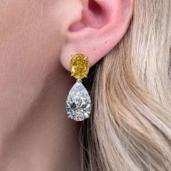 Next Necklace Two Tone Oval & Pear Cut Yellow Sapphire Drop Earrings For Women
