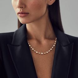 Classic Golden Round & Marquise Cut White Sapphire Tennis Necklace Wedding Necklace For Women