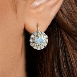 Next Necklace Golden Round Cut White Sapphire Drop Earrings For Women