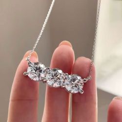 Next Necklace Round Cut White Sapphire Pendant Wedding Necklace For Women