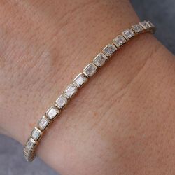 Next Necklace Bezel Golden Emerald Cut White Sapphire Tennis Bracelet For Women 